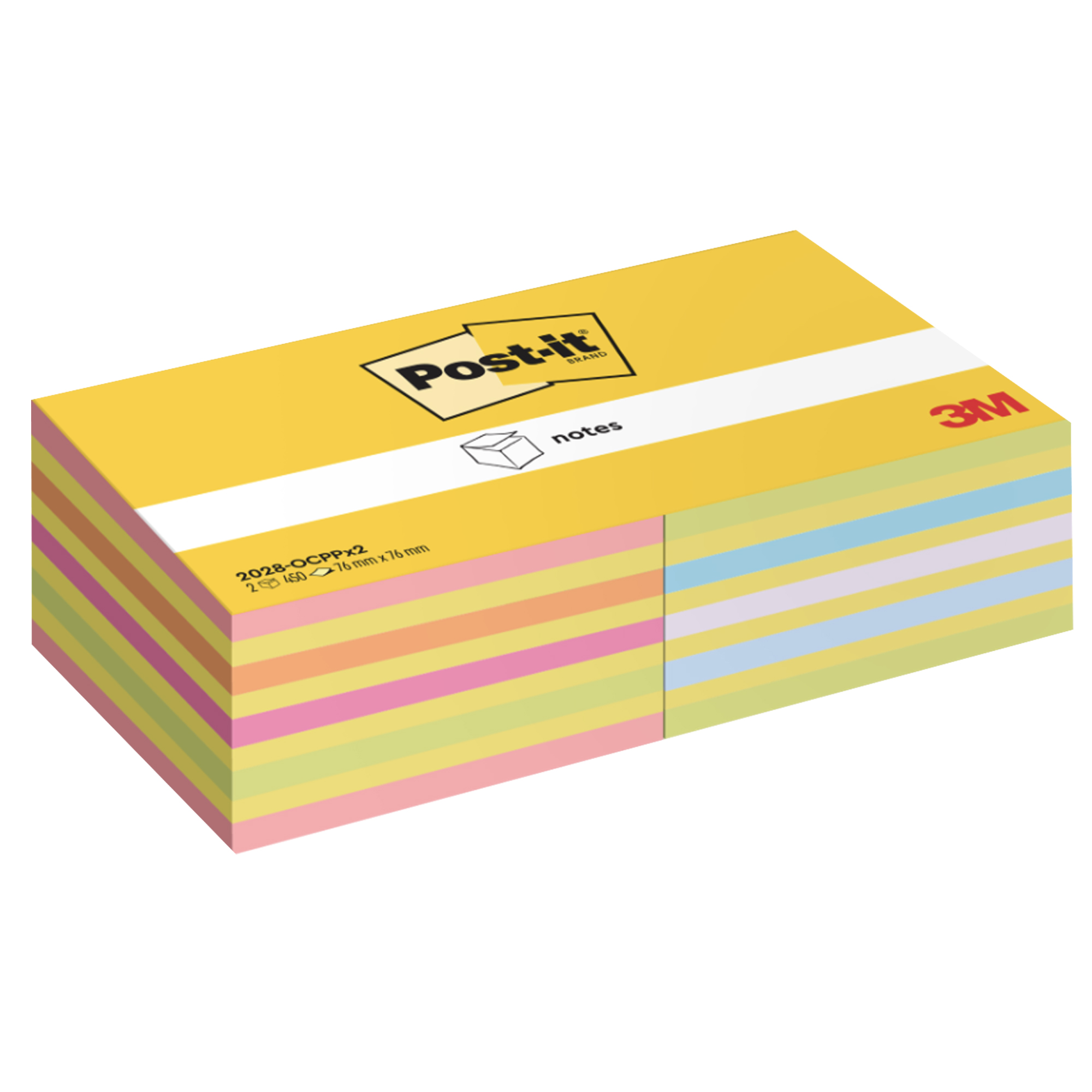 Cf 2pz cubo 450fg. Post-it  Notes 76x76mm 2028-0CPPX2 colori ass. neon/pastello