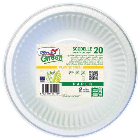 Scodelle Dopla Green in carta Bi fibra vergine conf. 20 pz. Bianco Ø 190 mm - 8158