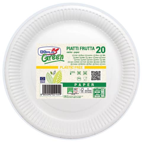 Piatti frutta fibra vergine Dopla Green Ø 180 mm - conf. 20 pz 11803