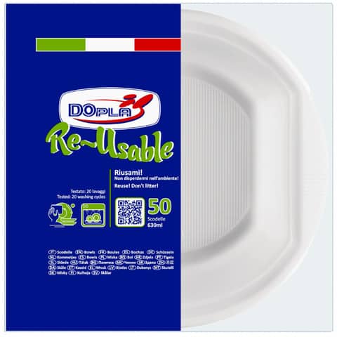 Scodelle Dopla Reusable in polistirene reuse 630 ml - conf. 50 pz 8157