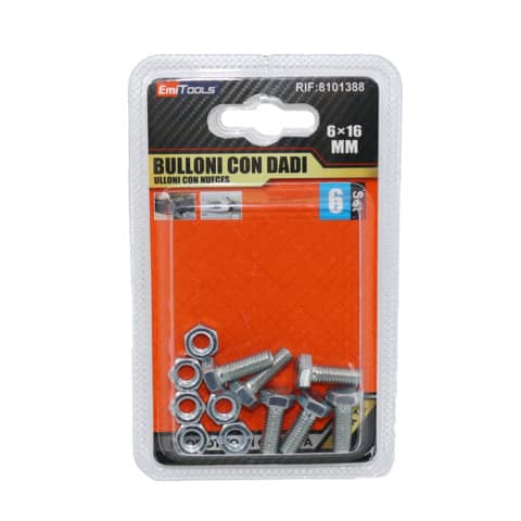 Bulloni con dadi Emi conf. 6 pz M6x16 mm 8101388