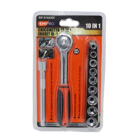 Kit cricchetto Emi prolunga + 9 bussole 5/13 mm conf. da 10 pezzi 8104395