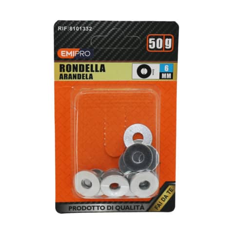 Rondelle piatte Emi per bulloni conf. 50 g M6 8101332