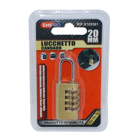 Lucchetto da viaggio in ottone Emi con combinazione 20x35 mm 4 cifre 8100561