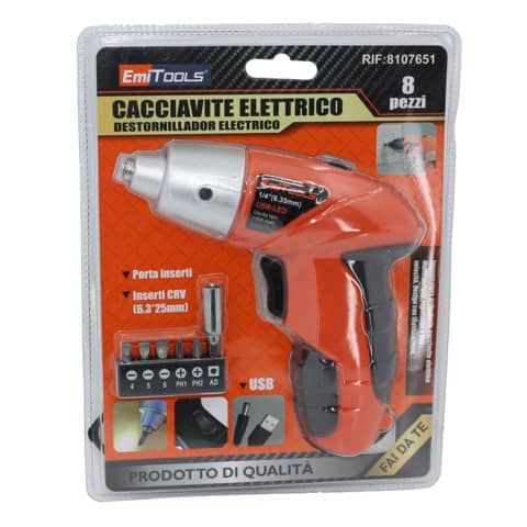 Cacciavite elettrico Emi mini ricarica USB con puntali 8107651