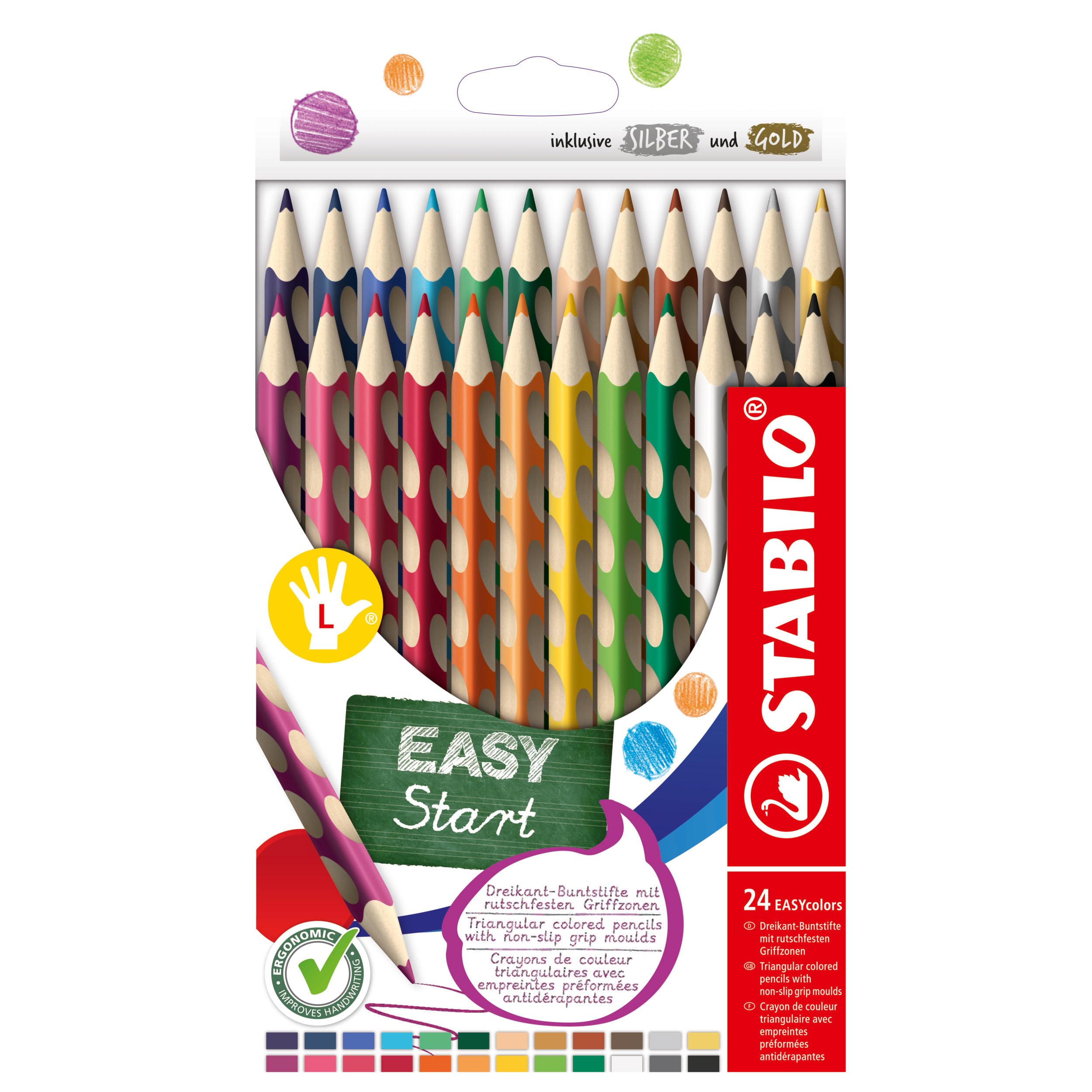 Display Stabilo Easycolors per mancini - 24 pezzi - colori assortiti 331/24