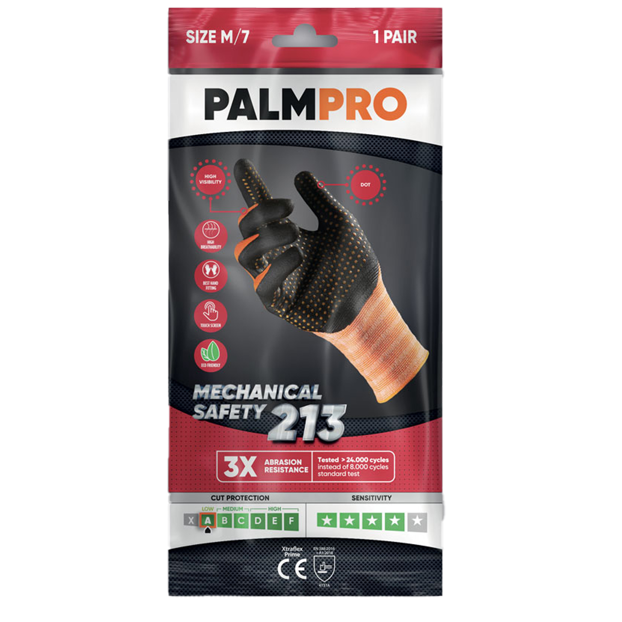 Guanti mechanical Safety Palmpro Xtraflex Prime 213 -  taglia L - arancione/nero - Icoguanti