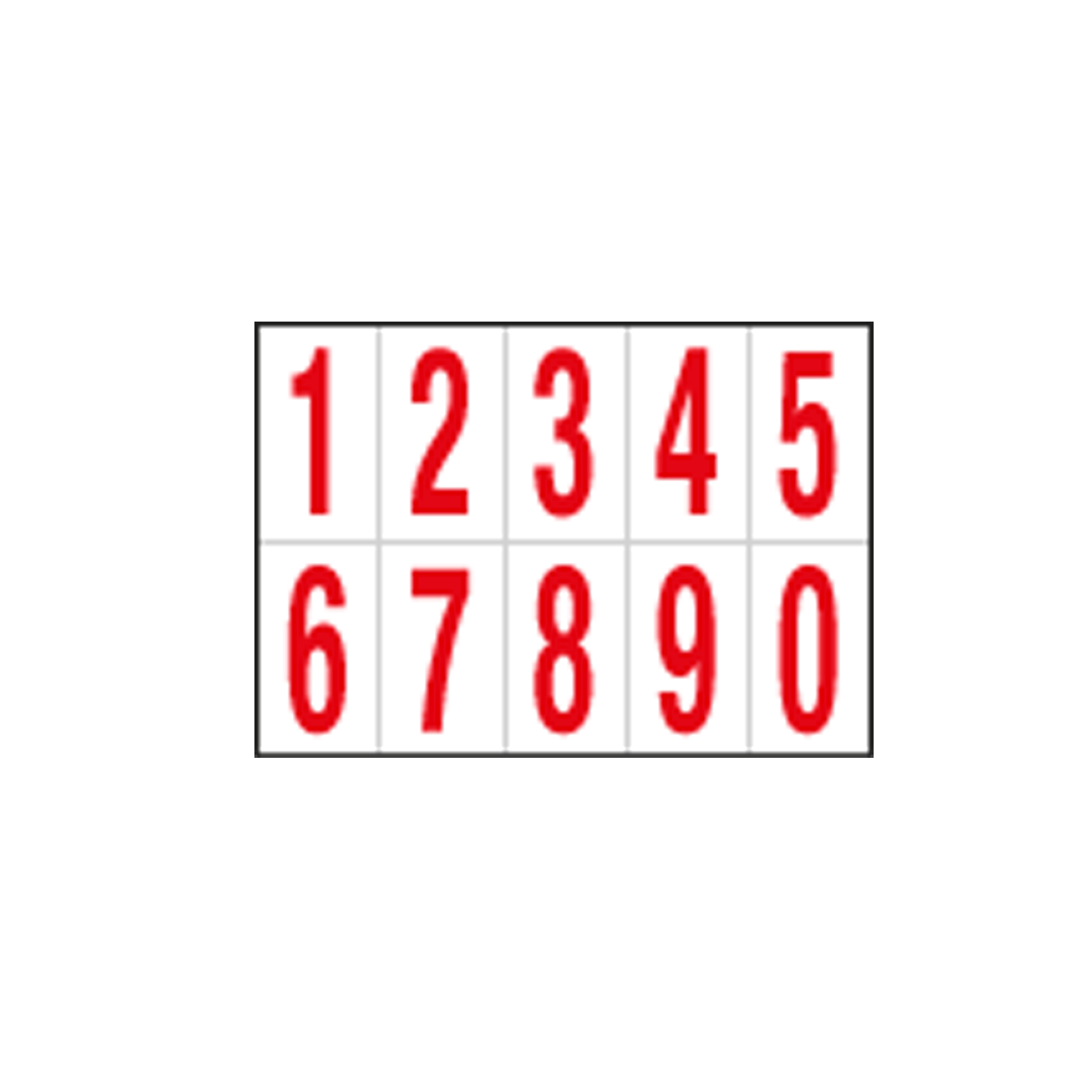 Numero adesivo da 0 a 9 - PVC - 56 x 99 mm - 10 et/fg - 1 foglio - rosso/bianco