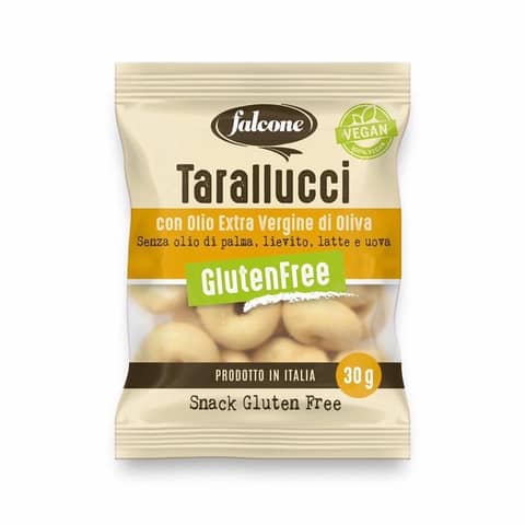 Tarallucci con olio extra vergine Falcone 30 gr Linea gluten free/vegan e senza lattosio - Conf. 30 pezzi TARGF506