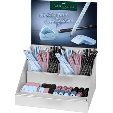 Espositore assortito Faber-Castell Sparkle - 192 pezzi - colori assortiti nero, blu, rosa - 118246