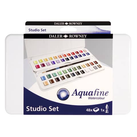 Acquerelli Daler Rowney Aquafine in Travel set 48 mezzi godet + pennello - D131900201