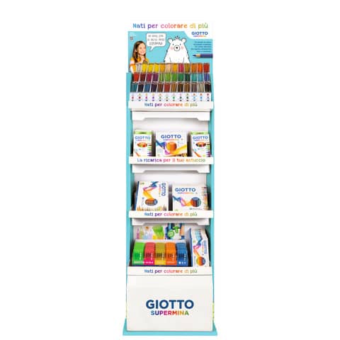 Espositore 99 matite colorate Giotto Supermina varie + pennarelli New Turbocolor - F947200