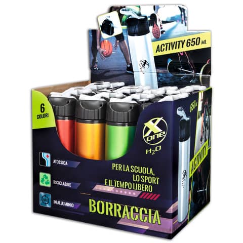 Espositore borraccia Nikoffice x-one activity - 12 pezzi - capacità 650 ml 57NIK002