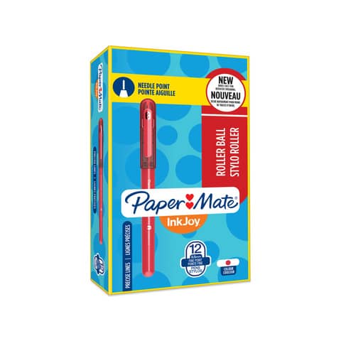 Penna roller Paper Mate Inkjoy punta ad ago fine 0,5 mm - conf. da 12 - rosso 1986308