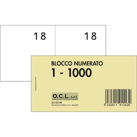 Blocchi lotteria Madre/Figlia O.C.L. - serie numerata da 1 a 1000 bianco 0213N