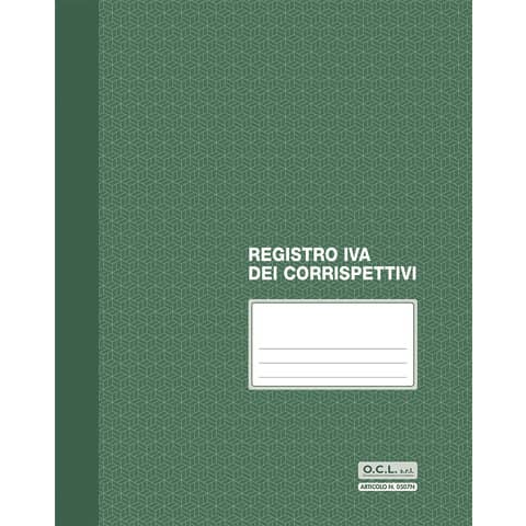 Registro IVA corrispettivi numerato 1/15 O.C.L. - 23,5x29,7 cm 8 fogli 0507N