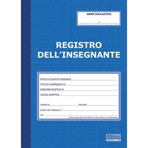 Registro dell'insegnante O.C.L. 36 pagine + foglio registro provvisorio di frequenza 24x33,5 cm - 1200