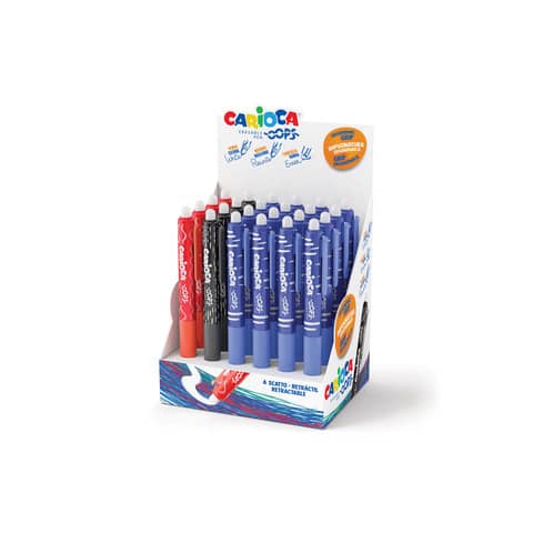 Espositore 24 penne a scatto cancellabili Carioca OOPS inchiostro termosensibile M 0,7 assortiti - 43044