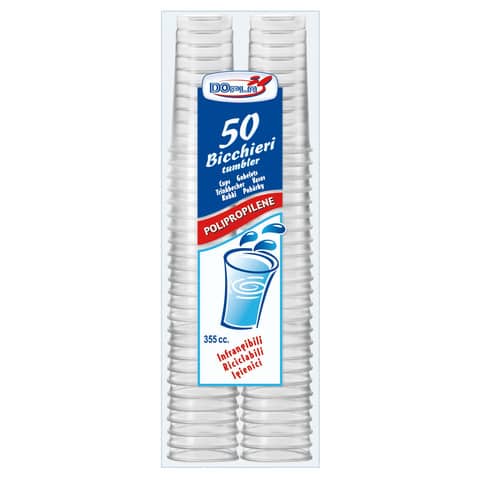 Bicchieri in polipropilene trasparenti Tumbler conf. 50 pz - 355 ml 22309