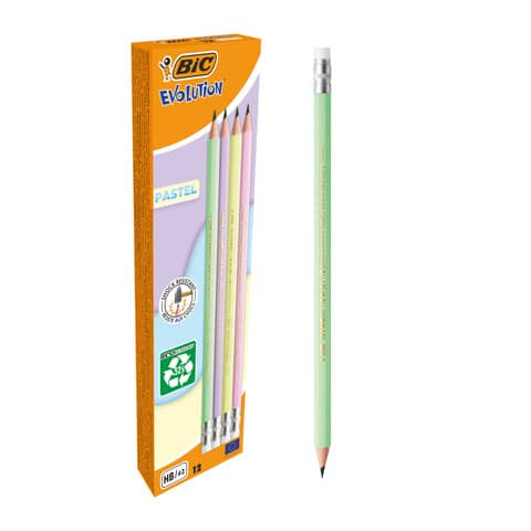 Bic matite evolution pastel 12 pezzi colori assortiti 3086123744936