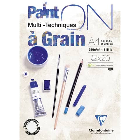 Blocco collato Clairefontaine Paint'on a grain conf. 4 pz - formato A4 - 975049C