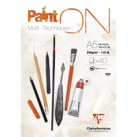 Blocco collato Clairefontaine Paint'on conf. 4 pz - formato A5 - 96538C