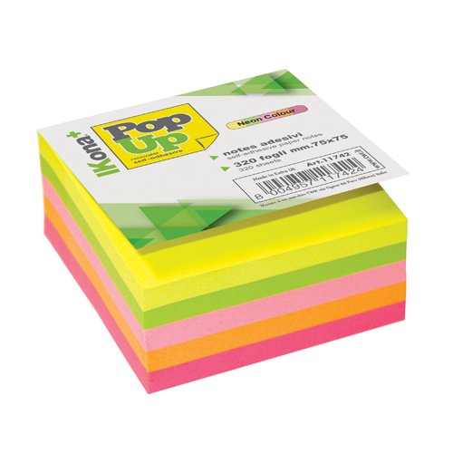 Foglietti riposizionabili Ikona Notes conf. da 6 blocchetti - colori assortiti neon - 75x75 mm - 11742