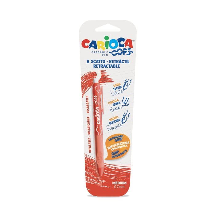 Penne a scatto cancellabili Carioca OOPS inchiostro termosensibile M 0,7 mm rosso 43042/03