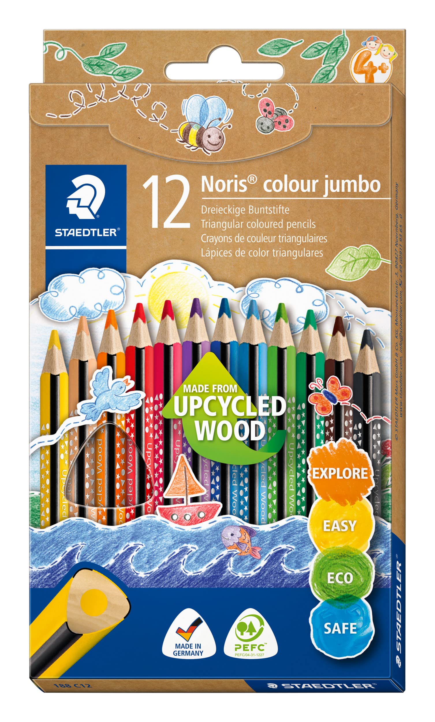 Matite colorate Staedtler Noris® Color Jumbo in astuccio da 12 colori assortiti 188 C12