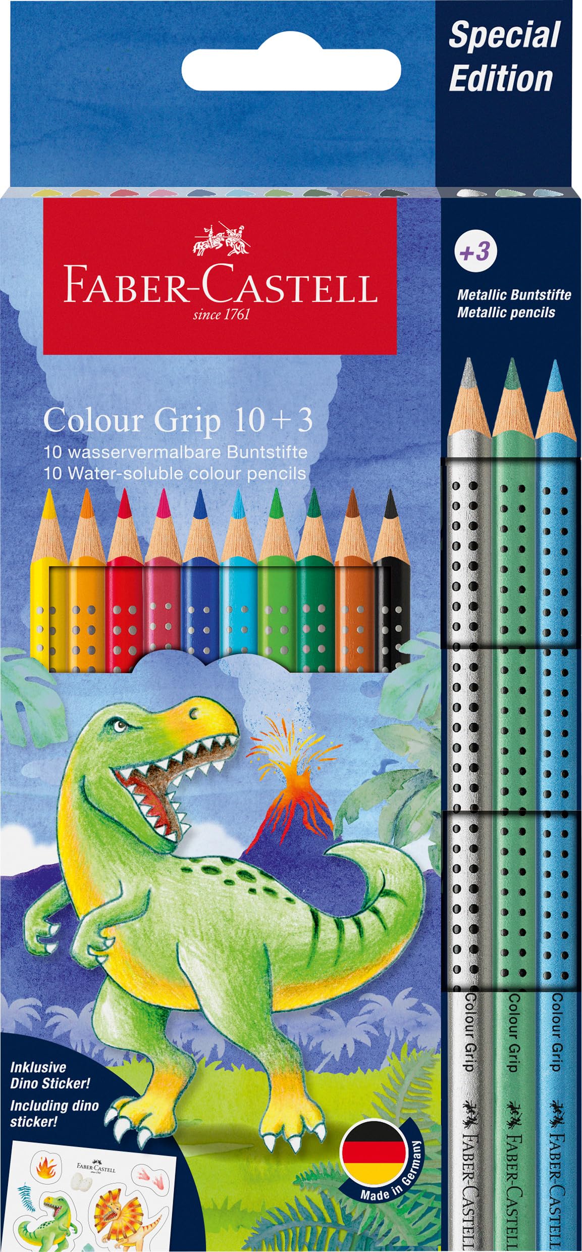 Matite Colour Grip Faber-Castell dinosaurus - conf. 13 pz - colori assortiti - 201545