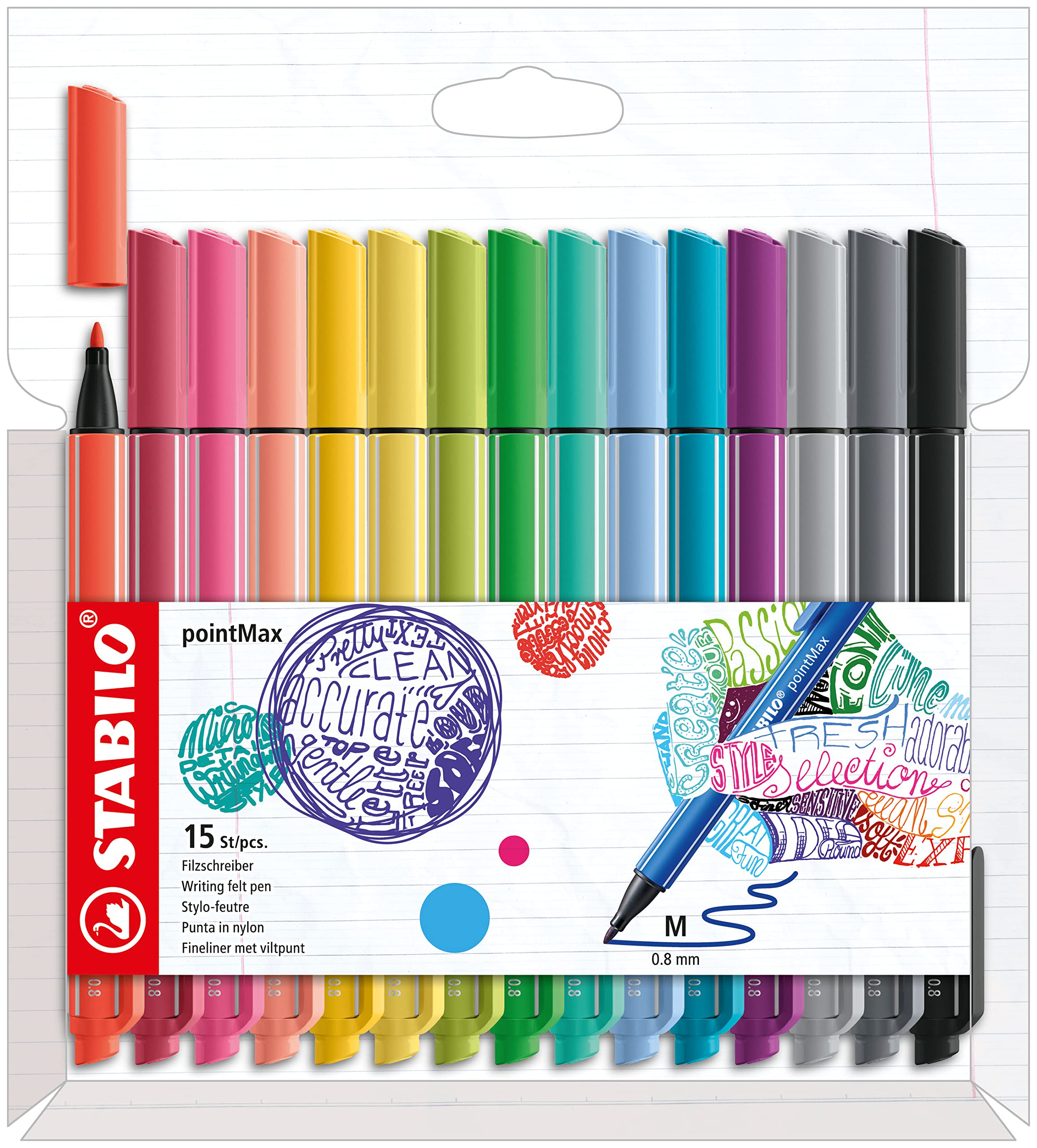 Stabilo Point Max fineliner - conf. 15 colori assortiti 488/15-02