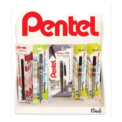 Espositore 85 blister Pentel Mini Brush Center colori assortiti 0022292