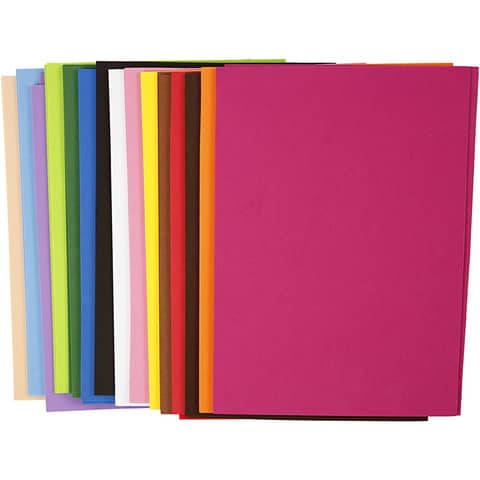 Fogli di EVA foam spess. 2 mm Creativ Company - conf. da 30 ff in colori assortiti formato A4 - 79018