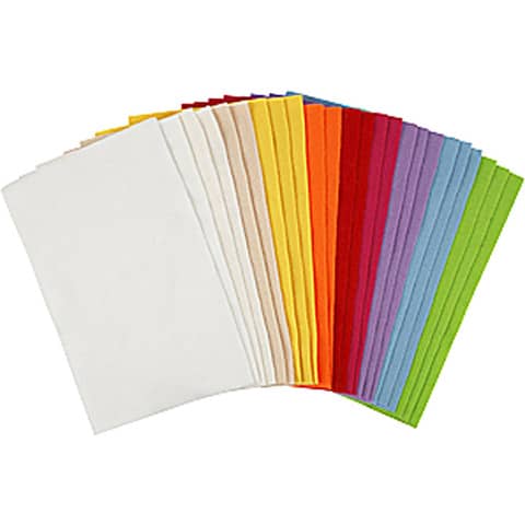 Fogli di feltro formato 20x30 cm - spess. 1,5 mm Creativ Company - 180-200 g/m2 - conf. da 24 ff colori brillanti -