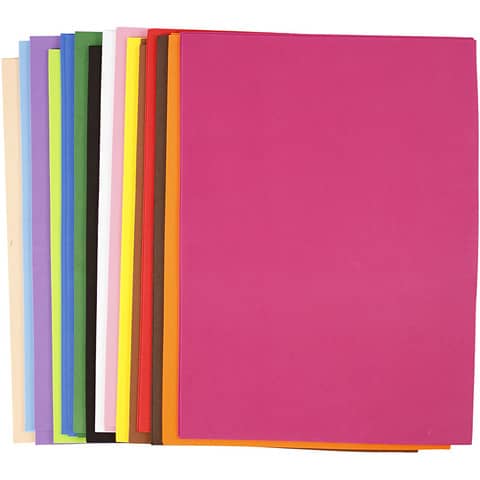 Fogli di EVA foam spess. 2 mm Creativ Company - conf. da 30 ff in colori assortiti formato A3 - 79004