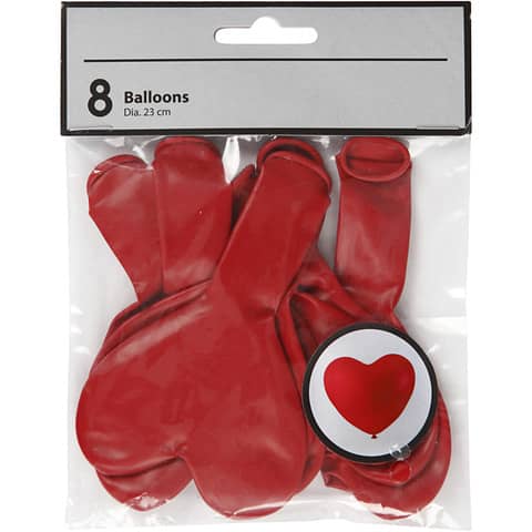 Palloncini a forma di cuore rosso Creativ Company conf. da 8 pezzi 59176