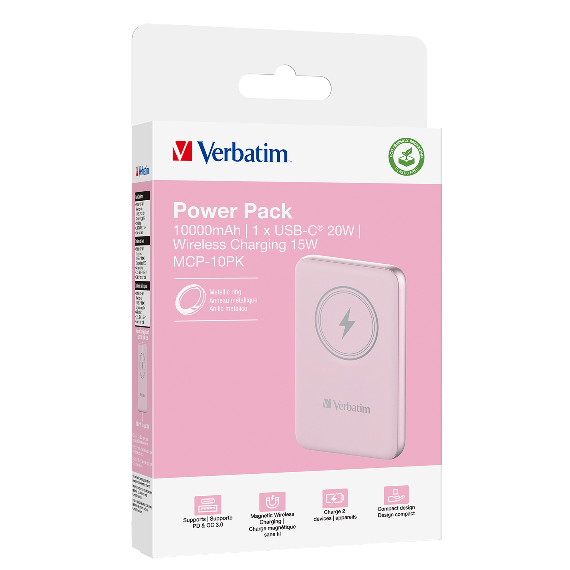 Power Bank Wireless Magnetico 10000 mAh Rosa_ Verbatim