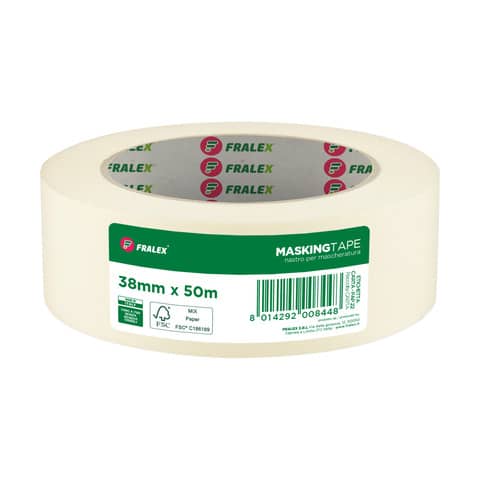 Nastro per mascheratura Fralex in carta colore avorio 38 mm x 50 m 60SF060050WP1593P