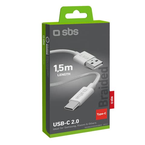 Cavo in tessuto SBS USB a type-C - lunghezza 1,5mt - grigio TECABLETISSUEUSBCG