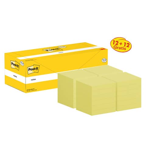 Foglietti Post-it® Canary Yellow promo pack conf. 12 + 12 blocchetti 76x76 mm 7100290172