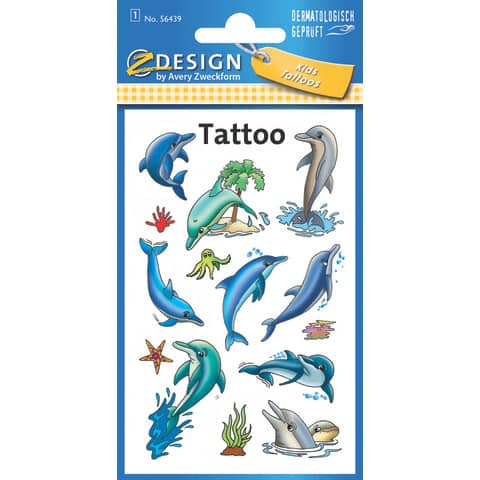 Tatuaggi Avery Kid assortiti - 1 foglio - delfini 56439