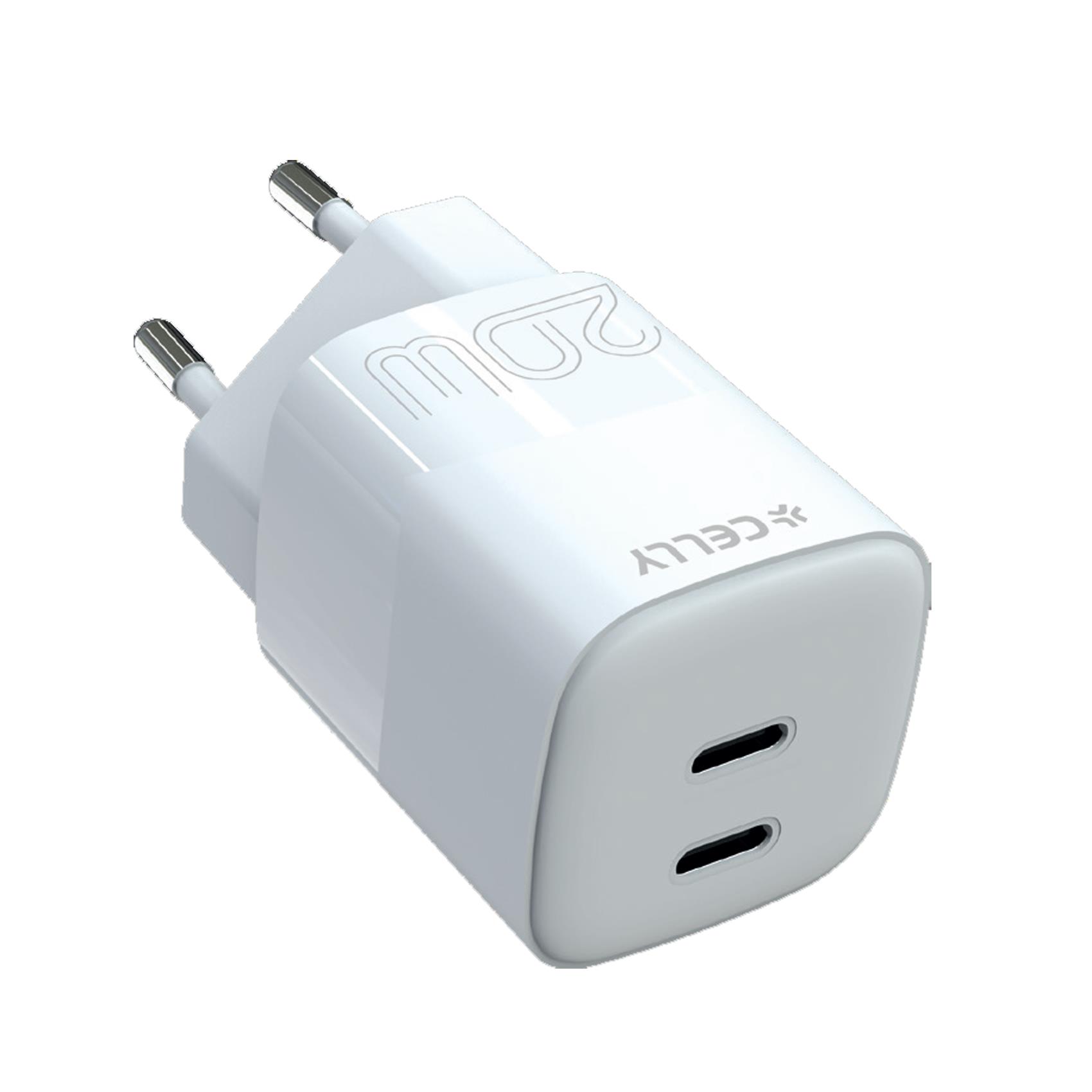 TRAVEL CHARGER 2USB-C 20W EVO WH