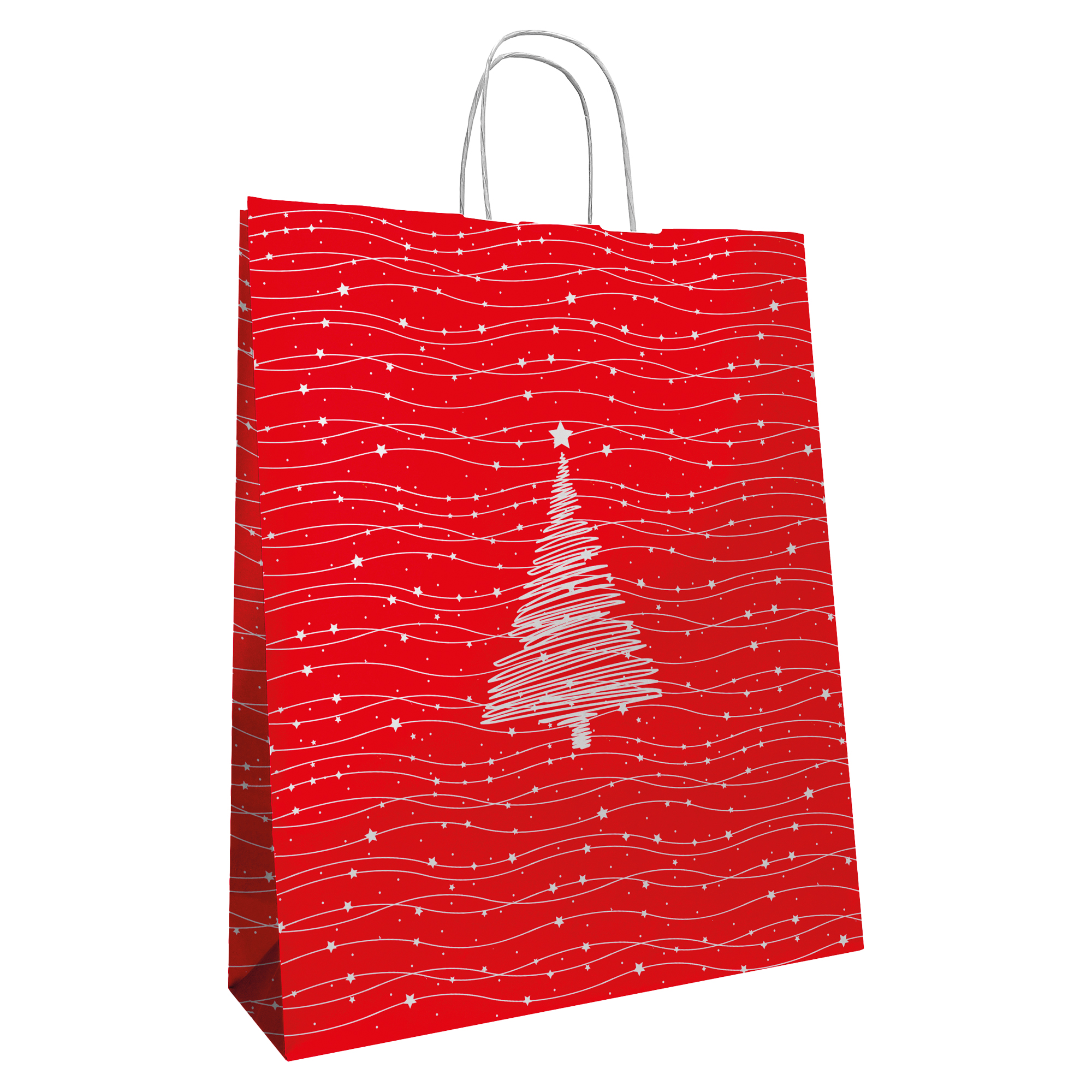 Shopper - maniglie cordino - 26 x 11 x 34,5 cm - carta kraft - albero natale - Mainetti Bags - conf. 25 pezzi