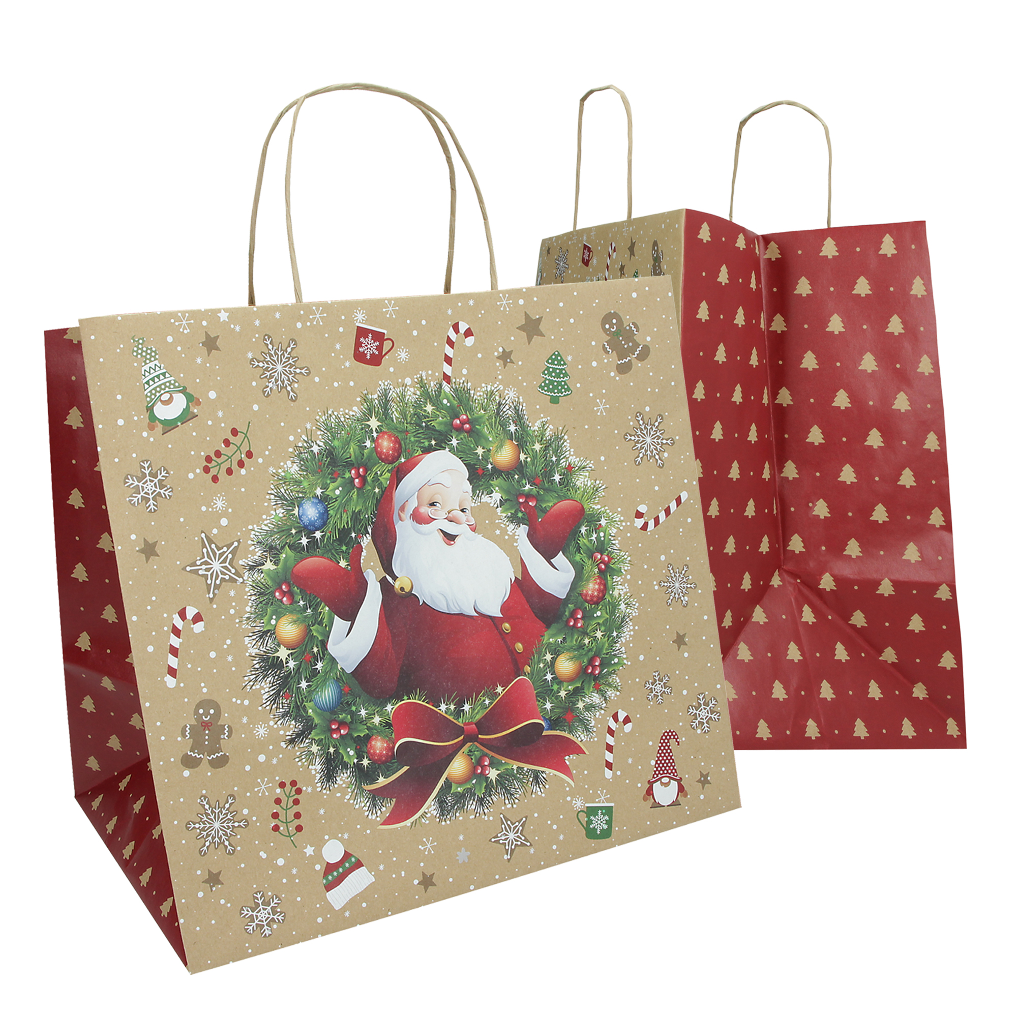 Shopper - maniglie cordino - 35 x 22 x 32 cm - carta biokraft - Big Santa - Mainetti Bags - conf. 15 pezzi