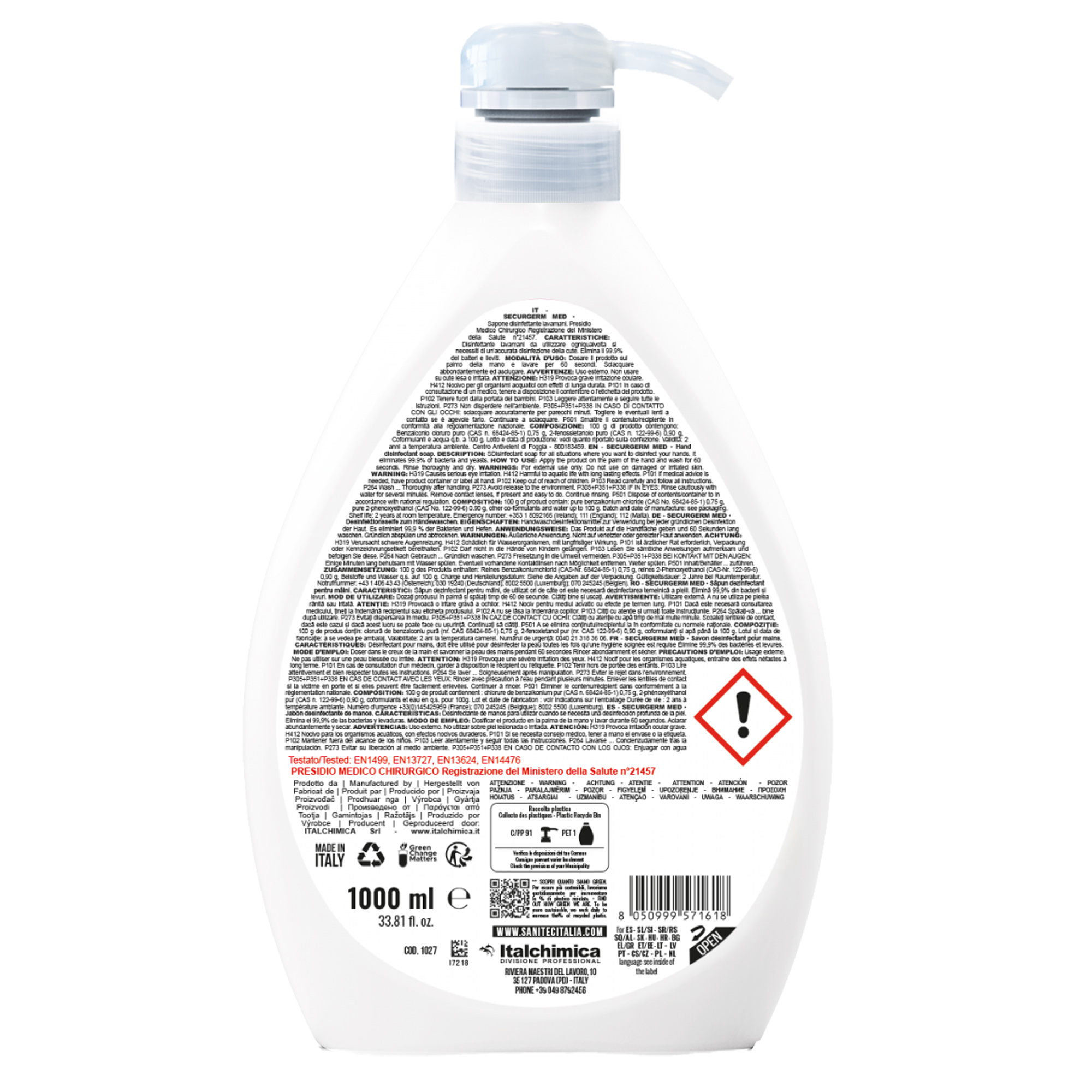 Sapone liquido Securgerm Med - dispenser 1 L - Sanitec