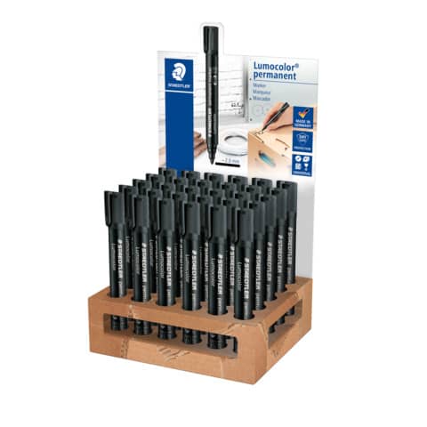 Espositore 30 marcatori permanenti Staedtler Lumocolor® 2 mm - nero - 352-9 CA30