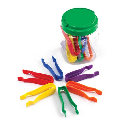 Pinzette jumbo Commotion TickiT per bambini - conf. 12 pz - 6 colori assortiti - 75088