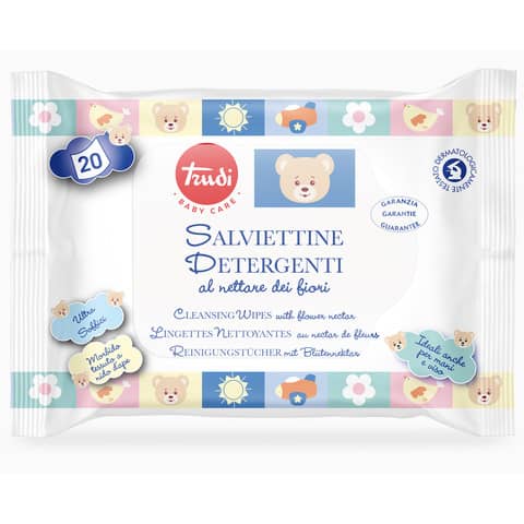 Salviettine detergenti al nettare dei fiori Trudi Baby Care conf. 20 pezzi con adesivo - 00586